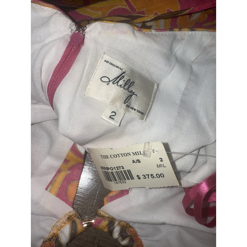 NWT An Original Milly Of New York Orange Pink Paisley Halter Dress Size 2 $375 - Picture 6 of 16